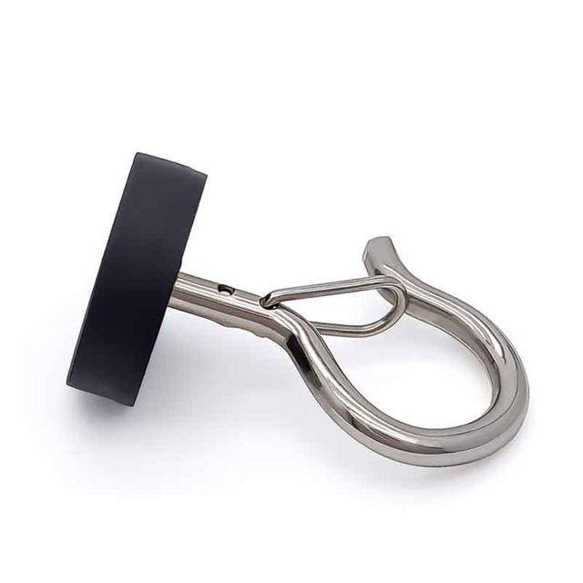 Pressable Magnetic Hook Black Rubber Coated Powerful Pot Magnet
