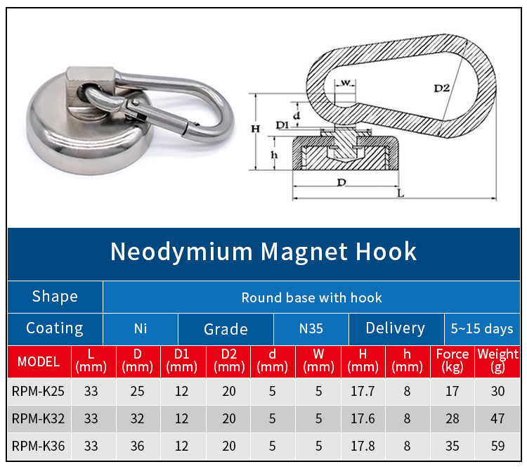 Rotatable Carabiner Neodymium Pot Magnet