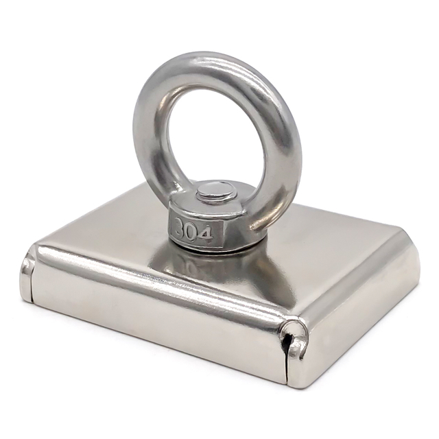 Rectangle Magnetic Salvage Kit Neodymium Fishing Magnet with SST Ring