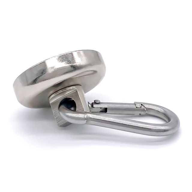 360 Degrees Rotatable Carabiner Round Neodymium Cup Pot Magnet 