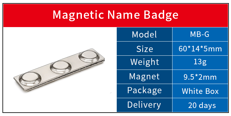 3M Adhesive Reusable Office ID Steel Plate Rectangle Neodymium Magnetic Name Badge