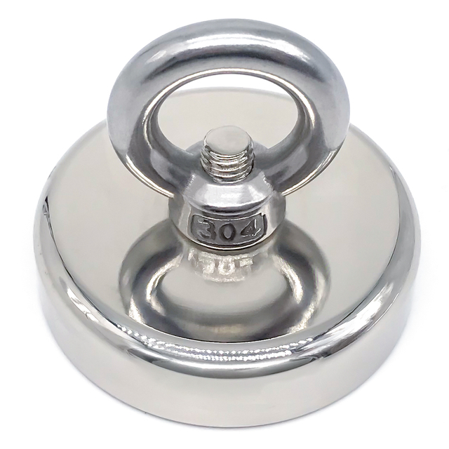 Single Side Stainless Steel Eyenut Round Neodymium Fishing Magnet