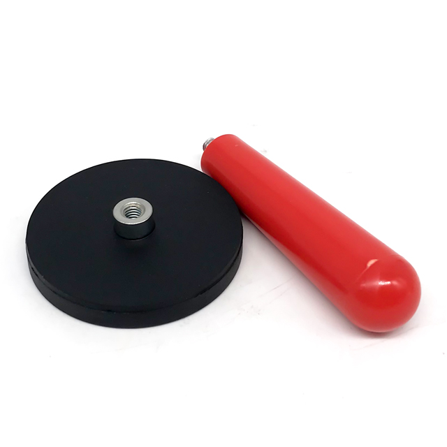 Black Rubber Coated Plastic Handle Pot Neodymium Magnet