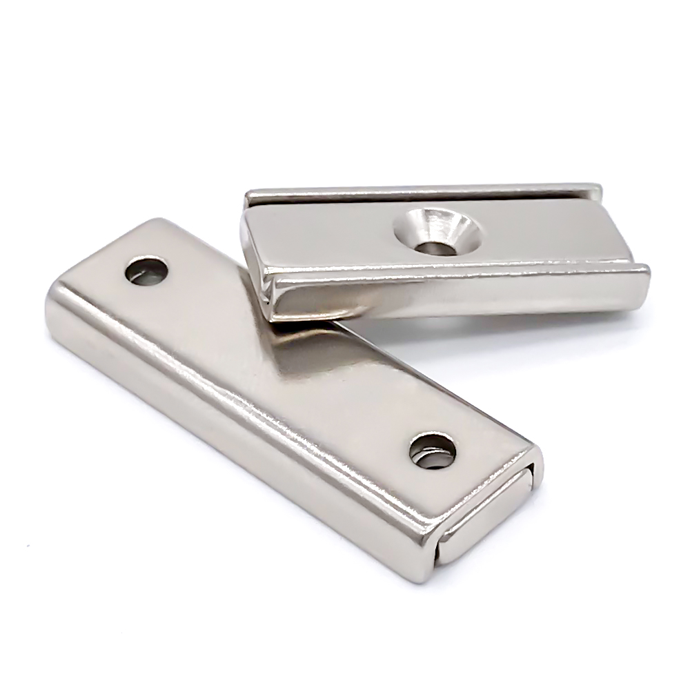 Ni Plating Rectangular Neodymium Channel Magnet with Countersunk Hole