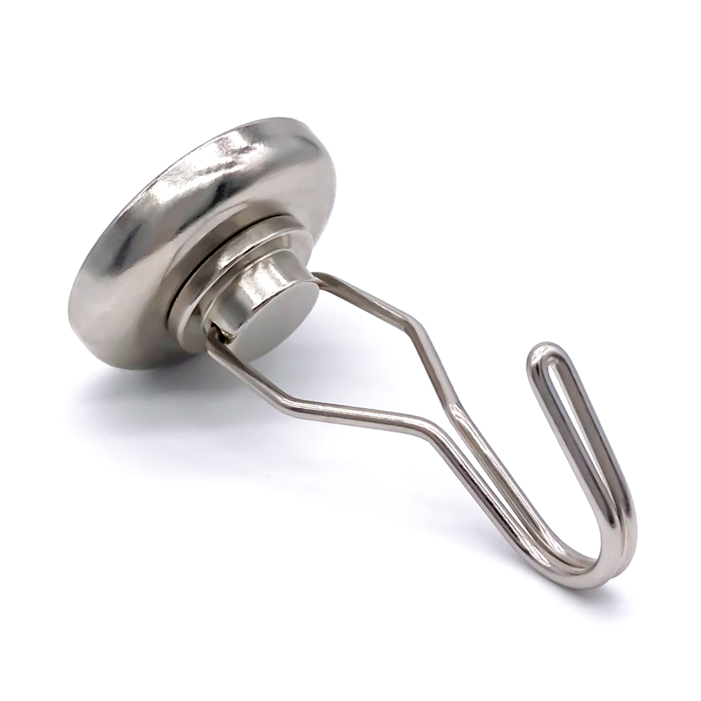 Neodymium Pot Magnet with Rotating Hook 