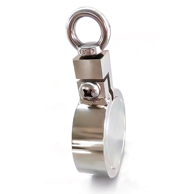 High Strength 300KG Pull Force Diameter 74mm Double-side SST Eyebolt Neodymium Fishing Magnet
