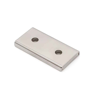 Factory Price Cheap Rare Earth Permanent Magnet 20kg30kg Powerful Force Block Shape Double Countersunk Hole NdFeB Channel Magnet