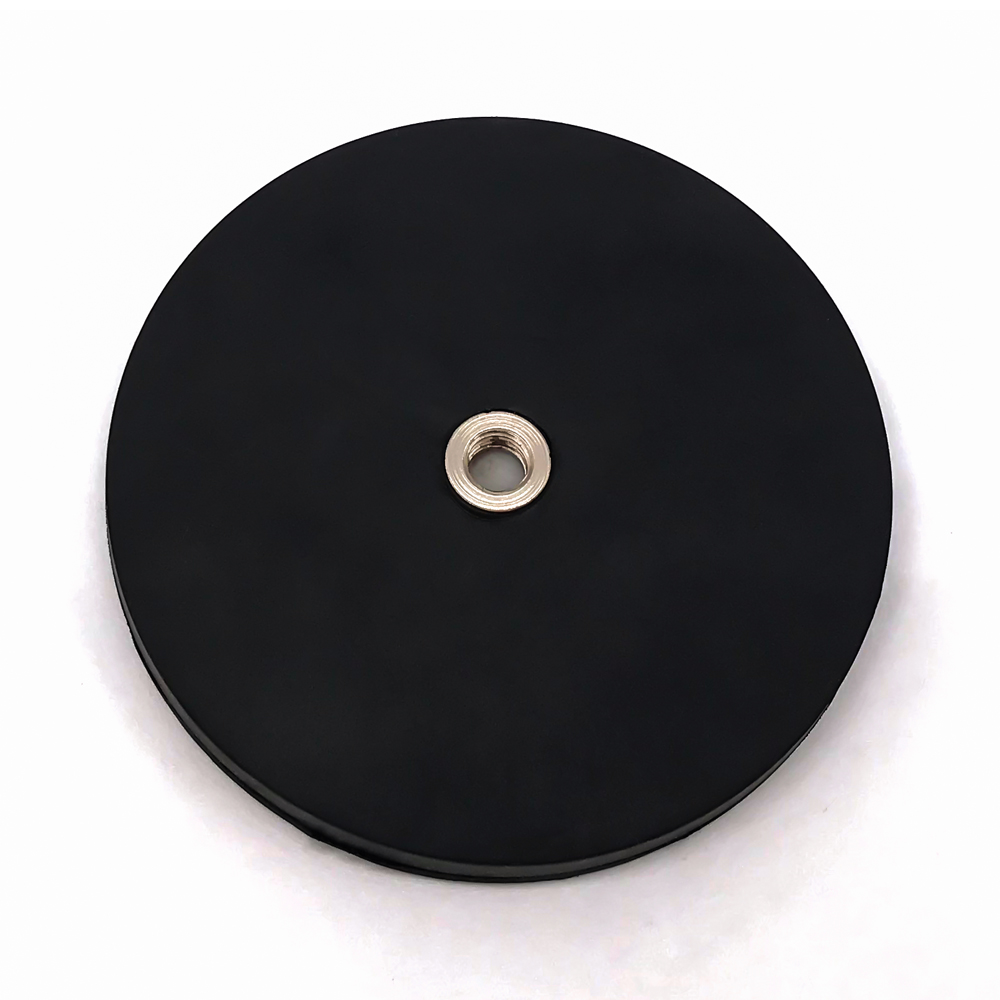 Black Rubber Coated Pot Magnet