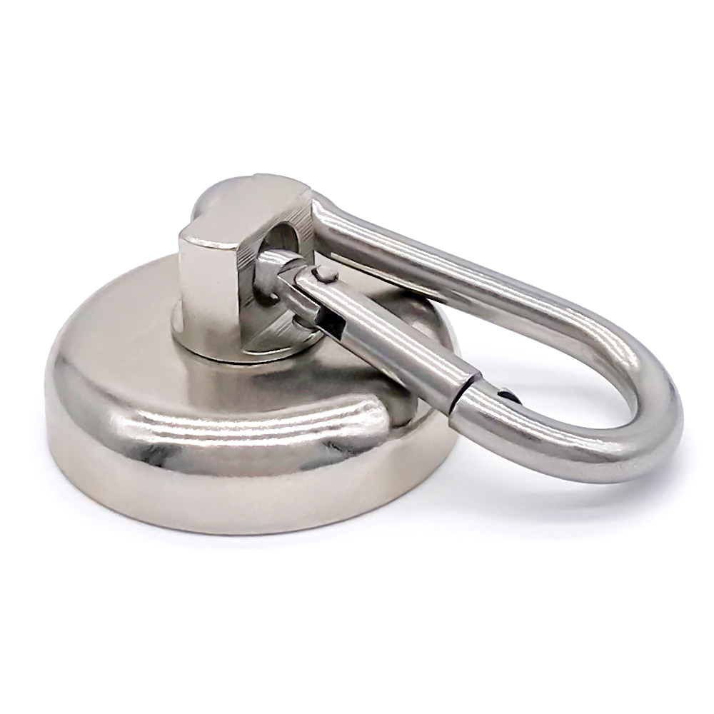 360 Degrees Rotatable Carabiner Round Neodymium Cup Pot Magnet 